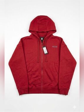 G-Star Raw Multi Zip Thru Loose Hooded Sweater, Red, XL, NWT